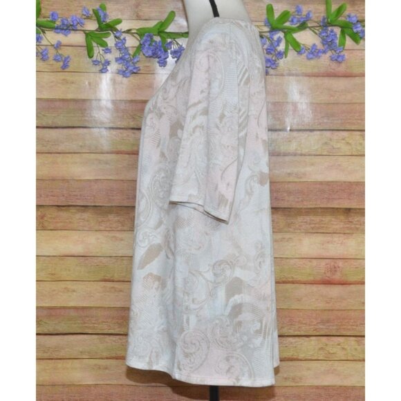 NWT Chico's CoziSoft Neutral Short Sleeve Blouse T-Shirt Top Size 2 US L - Picture 5 of 12